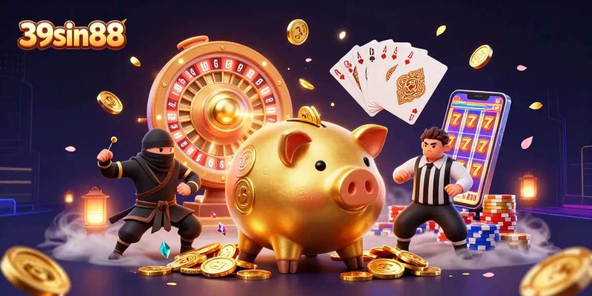Engage in thrilling action with 39sin88 at this vibrant casino showdown featuring lively characters and game elements.