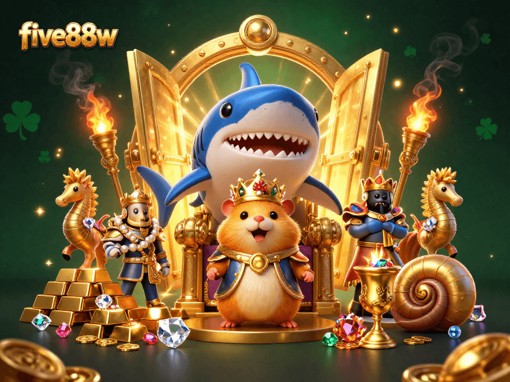Experience the thrilling world of five88w with a majestic hamster king and treasure!