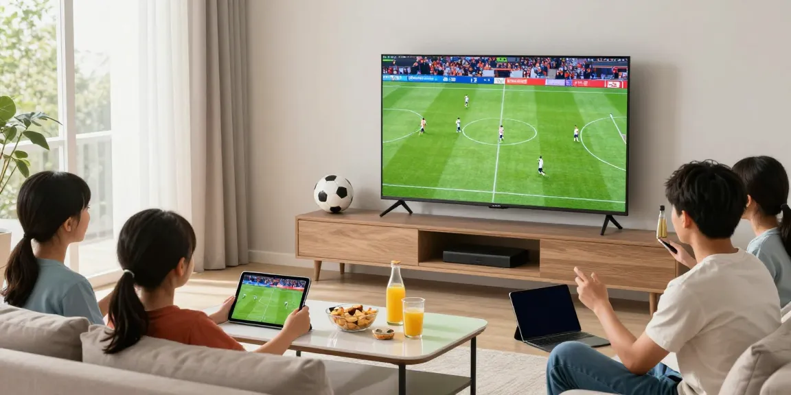 Miglior IPTV streaming sports in a modern living room with family.