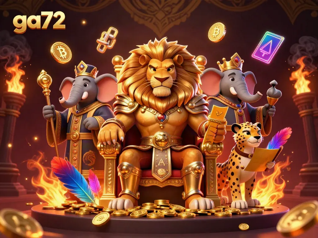 Experience the thrilling world of ga72 as the fierce lion king presides over epic cockfighting battles.
