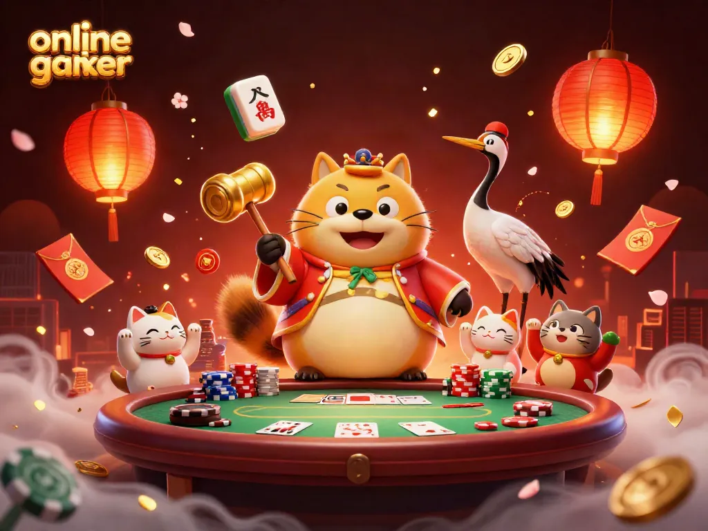 Play engaging online poker games with colorful characters and dynamic gaming elements in this 3D illustration.