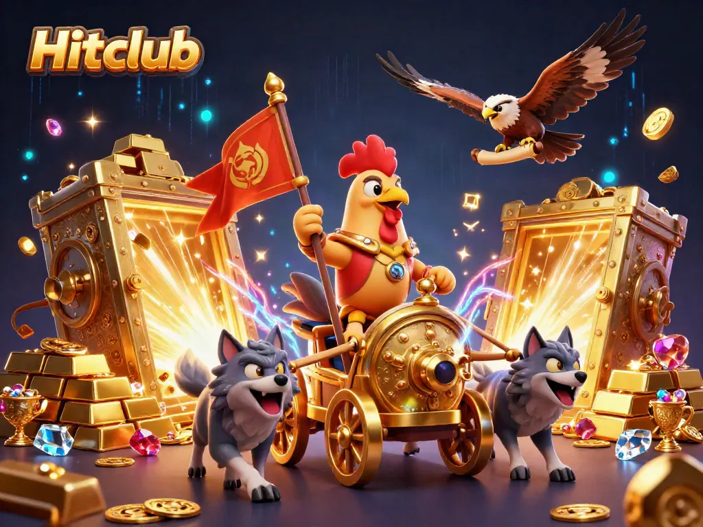 Hitclub players strategize with a vibrant array of prizes and gaming elements in a dynamic online casino environment.