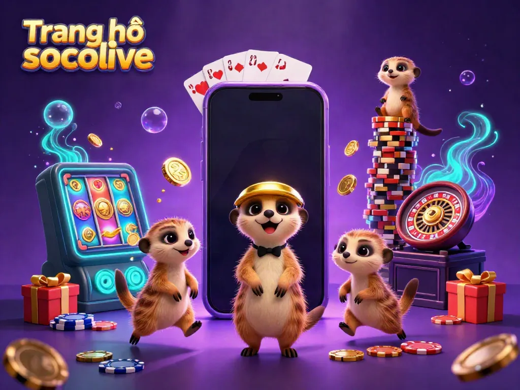 Experience the excitement of Trang chủ socolive with a lively meerkat casino scene featuring dynamic gaming elements.