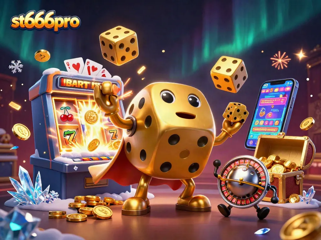 Experience st666pro's vibrant casino world with golden dice and jackpot excitement!