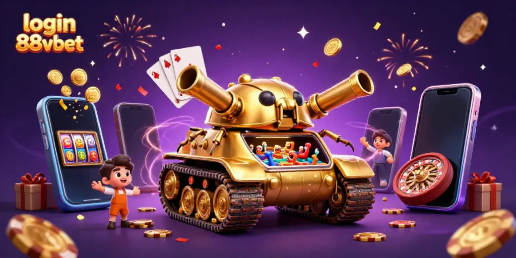 Experience the excitement of casino games with login 88vbet in this vibrant 3D illustration.