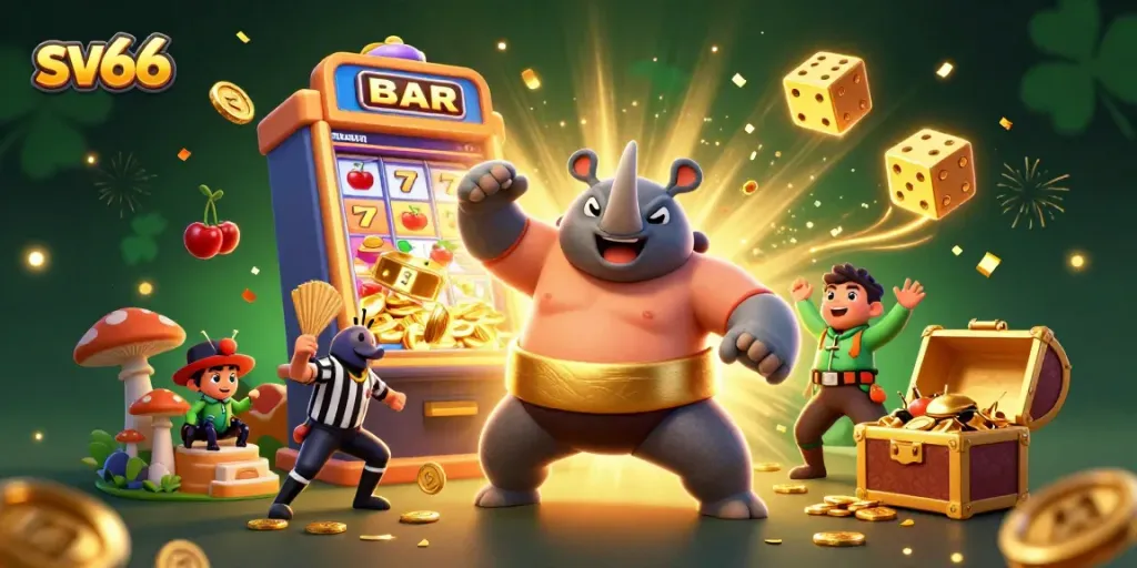 Engage in exciting gaming action at sv66 with our vibrant slot scene featuring thrilling characters and dynamic elements.