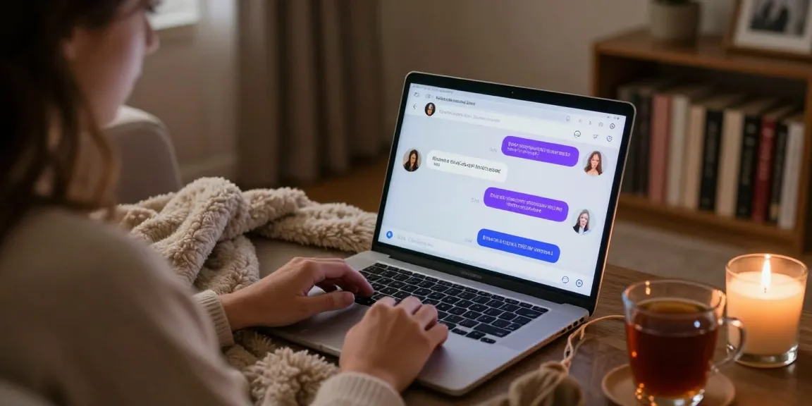 Engaging in ai sex chat, showcasing a cozy digital interaction with personalized character responses.