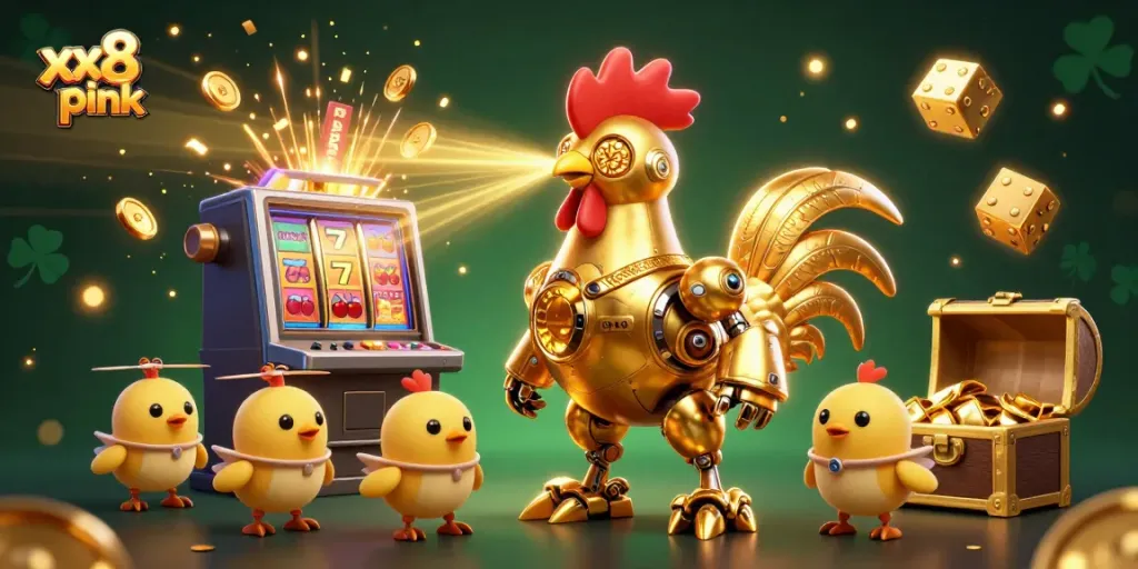 Experience thrilling moments of online gaming with xx8 pink's dynamic casino illustration.