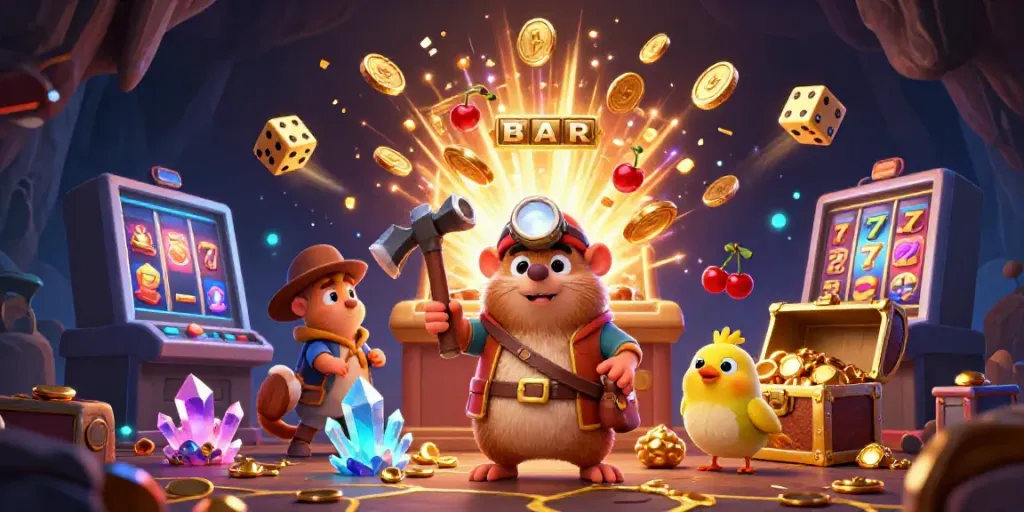 Engage in thrilling betting adventures at 8x bet with a jackpot slot machine and treasure hunter characters.