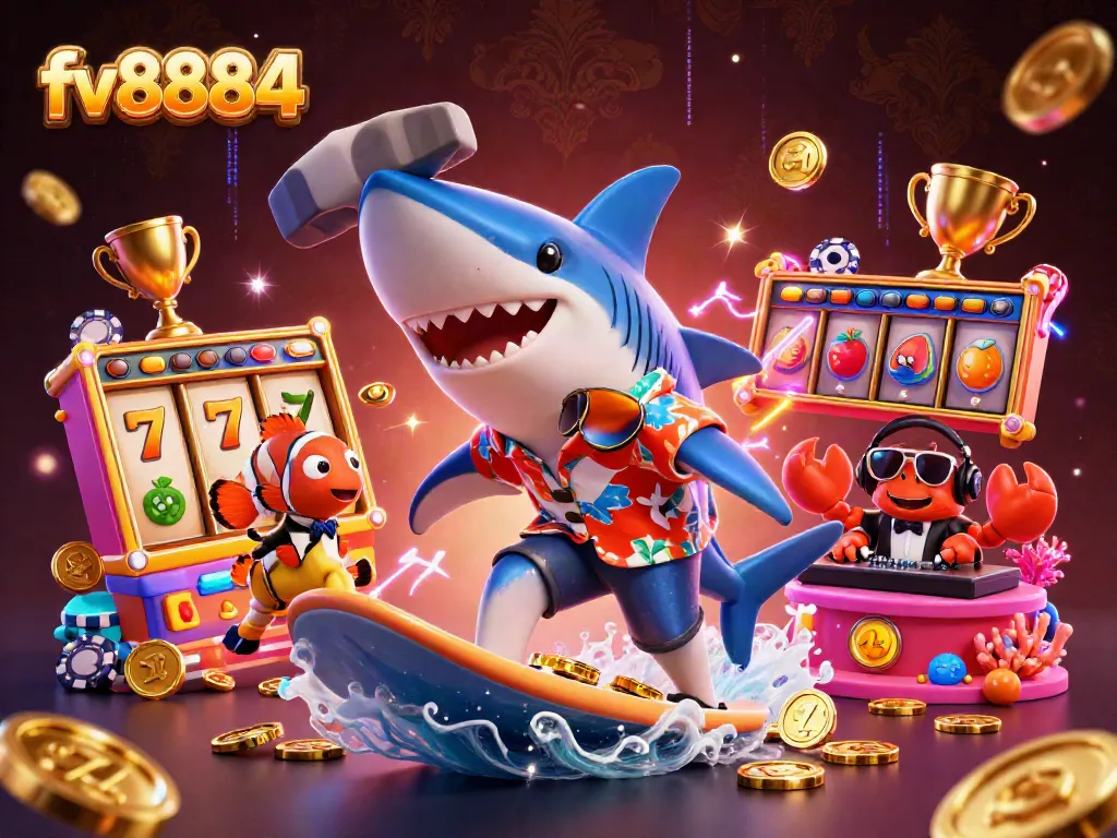 Experience thrilling casino action with fv8884's vibrant characters and slot-themed elements!